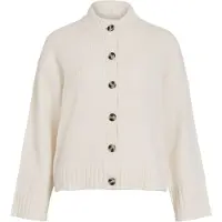 Vila Strickjacke , Damen, Gr. L, beige (birch detail:melange), Strick, Obermaterial: 70% Polyester, 20% Polyacryl, 10% Nylon, meliert, normal, hoch geschlossener Ausschnitt, Strickjacken Strickjacke