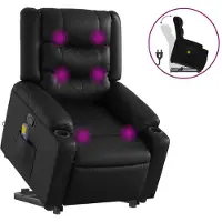 Syfax Massagesessel mit Aufstehhilfe Schwarz Kunstleder
