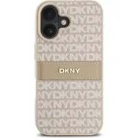 DKNY , Schutzhülle Repeat Pattern Tonal Stripe f. Apple iPhone 16 Plus, Rosa