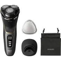 Philips 3000 series Shaver S3342/13 Elektrischer Nass- und Trockenrasierer, Rotationstrasierer, Schwarz, Gold, PowerCut blade system, Replace every 2 yrs with SH30, 2 Jahr(e), Batterie