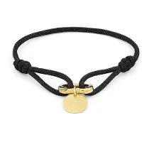 Copenhagen Studios Armband "Schmuck Geschenk Edelstahl Armkette Fabric Link", gold (gelbgoldfarben, schwarz), Armbänder, Damen, 21cm, Edelstahl Nylon, Edelstahl, Nylon, Armband