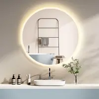 PonteSino HOKO LED-Badspiegel rund 60 cm mit Anti-Beschlag, Touch-Schalter, Farbwechsel, Memory und IP44 fürs Badezimmer, Ulm