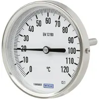 Wika 0 bis +500°C Bimetall-Industriethermometer aus Edelstahl 160mm Gehäuse 160mm Schaft hinten