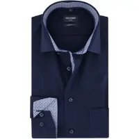 Olymp Langarmhemd "Luxor modern fit", Herren, Gr. 46, N-Gr, kobalt, Web, Obermaterial: 100% Baumwolle, modern fit, 2-Knopf-Manschette, Hemden Langarmhemd, modern fit, Global-Kentkragen, Businesshemd