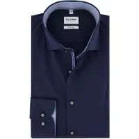 Olymp Langarmhemd "Level Five", Herren, Gr. 40, N-Gr, blau (kobalt), Web, Obermaterial: 97% Baumwolle, 3% Elastolefin, 2-Knopf-Manschette, Hemden Langarmhemd, Royal Kentkragen, Businesshemd, body fit