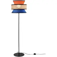 LUCE Design Stehlampe Gazebo, orange/blau/natur, 147 cm, Stoff/Rattan