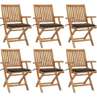vidaXL Klappstühle mit Kissen, 6-teilig, Massivholz Teakholz