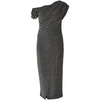 Apricot Partykleid "Glitzerkleid", Damen, Gr. XL (42), gewebt, grau (silber), gewebt, , Elegant, figurbetont, Carmenausschnitt, Kleider Partykleid, in Wickeloptik