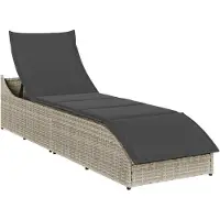 Syfax Klappliege mit Auflage und Stauraum Hellgrau Poly-Rattan