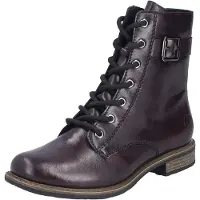 Rieker Schnürstiefelette , Damen, Gr. 37, braun (dunkelbordeaux), Lederimitat, unifarben, Schuhe Schnürstiefelette, Schnürboots, Blockabsatz, mit Reißverschluss für leichtes Anziehen