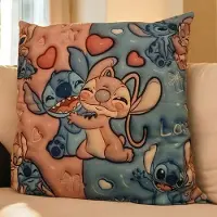 Unyqoos Dekokissen Stitch 45x45 cm – Steppmuster, 2D-Flachdruck, mit Reißverschluss, dekoratives Kissen für Sofa, Bett oder Stuhl, Geschenkidee