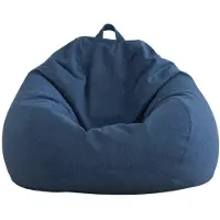 AD.CON Sitzsack mit EPS-Perlen Füllung Puff Relax-Sessel Sitzkissen Bodenkissen Bean Bag 90x110x50cm 250L Marineblau