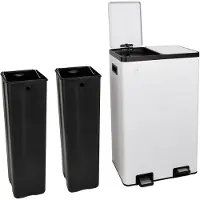 SVITA TMH2X30 Mülleimer 60L Mülltrennsystem 2 Fächer 2x30L Softclose-Deckel Pedal versteckbar Kunststoff Inneneimer Weiß