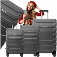 Omna | Koffer auf Rollen Set - 3-teilig - Grau - Leicht und robust - Ideal für jede Reise - TSA-Schloss