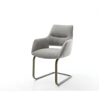 DELIFE Freischwinger Yago-Flex mit Armlehnen Strukturstoff Soft Grau Freischwinger flach Effektfinish Titan Taschenfederkern
