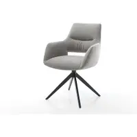 DELIFE Drehstuhl Yago-Flex mit Armlehnen Strukturstoff Soft Grau Kreuzgestell breit Schwarz 360° drehbar Wippfunktion Taschenfederkern