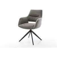 DELIFE Drehstuhl Yago-Flex mit Armlehnen Bouclé Soft Schlamm Kreuzgestell breit Schwarz 360° drehbar Wippfunktion Taschenfederkern