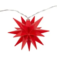 Idena Lichterkette Weihnachtsstern 10 LED Sterne Ø12cm warmweiß rot 7,7m 8h Timer
