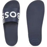 BOSS für Herren. 50471271 Marinefarbene Flip Flops mit Logoprägung (38), Flach, Keine, Lässig, Strandbekleidung