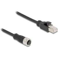DeLOCK M12 Adapterkabel D-kodiert 4 Pin Buchse zu RJ45 Stecker 50 cm