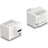 DeLOCK Keystone Modul mit USB Typ-A und USB Type-C Ladebuchse PD 20 W weiß, Flach, Weiß, USB A + USB C, Terminal, Weiblich, 41,2 mm