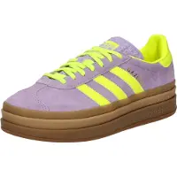 Adidas Sneaker ORIGINALS "GAZELLE BOLD", Damen, Gr. 40,5, powder plum, solar gelb, gold metallic, Leder, Synthetik, Schuhe Sneaker