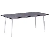 Beliani Gartentisch Grau u. Weiß HPL-Platte Steinoptik Rechteckig 180x90 cm mit Metallgestell Aluminium Modern Outdoor Esstisch für 6 Personen