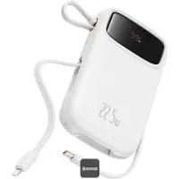 Baseus Qpow2 Dual-Cable Digital Display Fast Charge Power Bank 10000mAh 22.5W Stellar White, 10000 mAh, Lithium Polymer (LiPo), Weiß