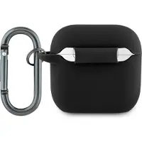 Lacoste Hülle Case AirPods 4 Silikon schwarz Logo Krokodil grün mit Karabiner