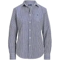 Ralph Lauren für Damen. 211891379001 Baumwollhemd mit blauen Slim Fit-Streifen (50), Beige, Lässig, Baumwolle, Klassisch, Langarm