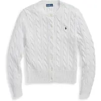 Ralph Lauren für Damen. 211971868007 Strickjacke aus Baumwolle in weißem Ecru-Stoff (S), Lässig