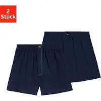 H.I.S. Weiter Boxer H.I.S, Herren, Gr. L, 2 Stk., blau (marine), Jersey, Obermaterial: 95% Baumwolle, 5% Elasthan, unifarben, bequem, Unterhosen Weiter Boxer, aus weicher Single Jersey Ware