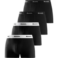 Bench Boxer . "Boxershorts für Herren", Herren, Gr. M, 4 Stk., schwarz, Jersey, Obermaterial: 95% Baumwolle, 5% Elasthan, unifarben, Unterhosen Boxer, Unterhosen mit kontrastfarbigem Bund