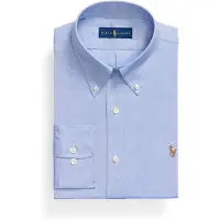 Ralph Lauren für Herren. 712870507002 Custom Fit Oxford Hemd blau (38), Lässig, Baumwolle, Klassisch, Langarm