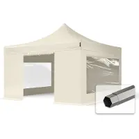 TOOLPORT 4x4m Stahl Faltpavillon, inkl. 4 Seitenteile, creme