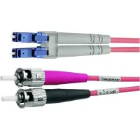 Telegärtner Duplex-Adapterkabel 50/125 OM4, 2x ST, 1x LC Duplex Stecker, violett, 2 m
