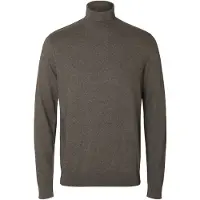 Selected Rollkragenpullover "SLHZREG-KRIS KNIT ROLL NECK", Herren, Gr. L, morel, Strick, Obermaterial: 100% Baumwolle, unifarben, regular fit, Rippbündchen, Pullover Rollkragenpullover