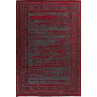 Kayoom Teppich "Kalea 325", rot, B:120cm H:8mm L:170cm, Polyester, Teppiche, Teppich, Flachgewebeteppich mit Relief-Design, Used-Look, moderne Farben