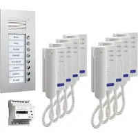 TCSS PPU08-EN/02 audio:pack UP für 8 Wohneinheiten, mit Außenstation PUK 8 Klingeltasten + 8x Türtelefon ISH3030 + Steuergerät BVS20 PPU08EN02