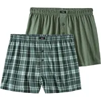 H.I.S. Boxer H.I.S "Boxershorts für Herren", Herren, Gr. M, 2 Stk., grün (salbei, karo), Obermaterial: 100% Baumwolle, kariert, unifarben, körpernah, Unterhosen Boxer, in weiter Passform, Topseller