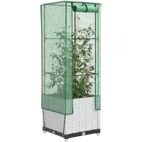 vidaXL Hochbeet mit Gewächshaus-Aufsatz Rattan-Optik 40x40x139 cm