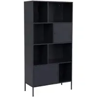 Sweeek - Sideboard, industrielles Aufbewahrungsmöbel aus Stahl mit 8 Stauräumen - Schwarz