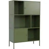 Sweeek - Sideboard, industrielles Aufbewahrungsmöbel aus Stahl mit 6 Stauräumen - Grün