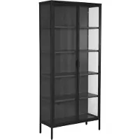 Sweeek - Schrank aus Stahl und gehärtetem Glas, 2 Türen, 180 cm - Schwarz