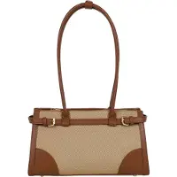 Gallantry Paris Gallantry, Schultertasche Amarante mit Steppnähten und Ziergürtel, Taupe / Braun