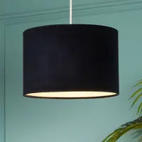 Searchlight Pendelleuchte Mersana, Ø 30 cm, dunkelblau, Samt, E27