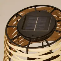 Searchlight Solar-LED-Tischleuchte Dalisay, braun, Rattan, 31 cm, IP44 Dalisay, Holz hell, Holz, Landhaus / Rustikal, Solarleuchten