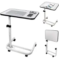Mobiclinic Beistelltisch Verstellbarer mit Rollen Klappbar Patiententisch Laptoptisch Höhenverstellbar C-förmiger Sockel Cumbre