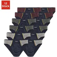 Le jogger Slip , Herren, Gr. 3, 12 Stk., blau (marine), Jersey, Obermaterial: 100% Baumwolle, unifarben, körpernah, Unterhosen Slip, mit Farbhighlights, Topseller