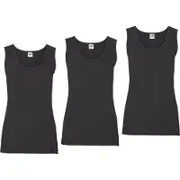 Fruit Of The Loom Tanktop , Damen, Gr. S, schwarz, Jersey, Obermaterial: 100% Baumwolle, unifarben, körpernah normal, Rundhals, Tops Tanktop, aus reiner Baumwolle, Rundhals